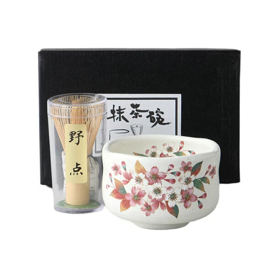 Sakura Matcha Set – Floral Chawan & Bamboo Whisk (Gift Box)
