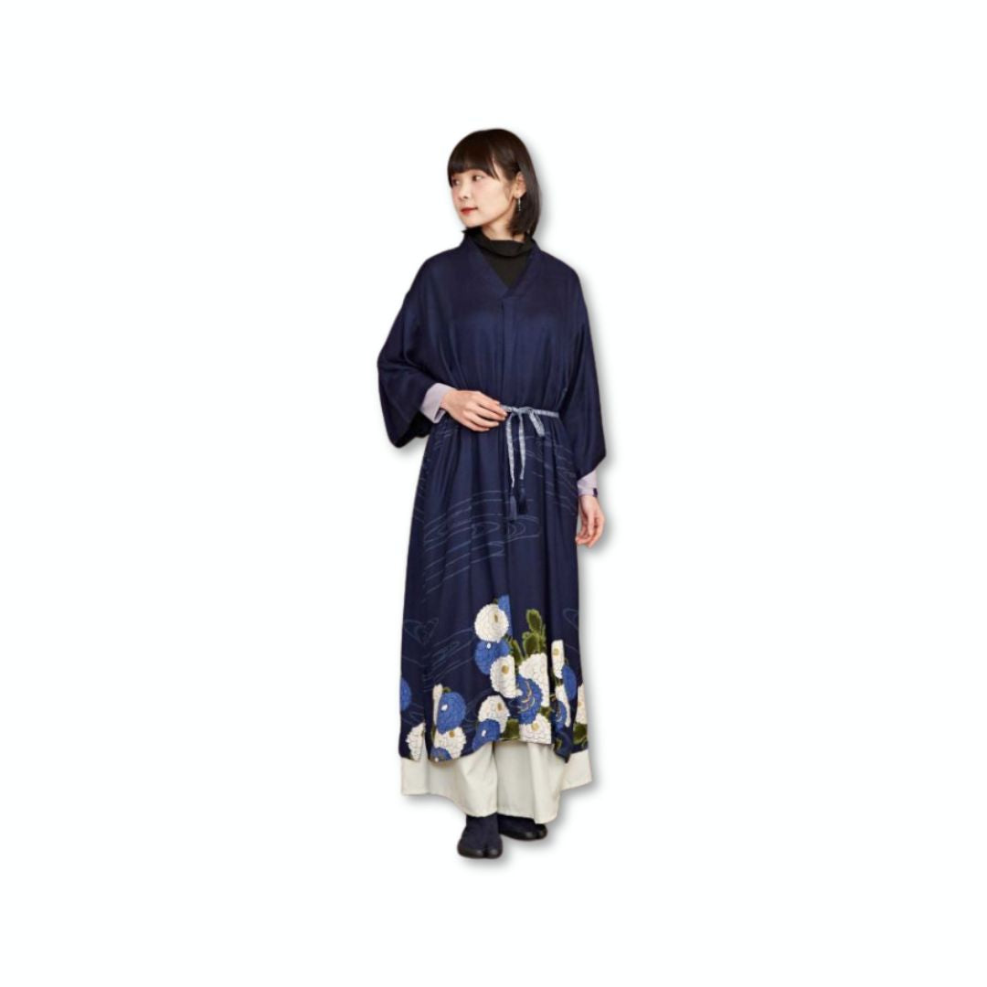 Peony One Piece Kimono Blue